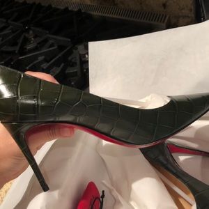 New - never worn- louboutin size 38, Forest Night.